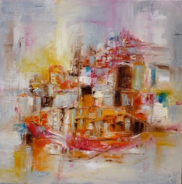 Peinture intitulée "Joutes à Sète" par Christelle Veron Cherbonnier, Œuvre d'art originale
