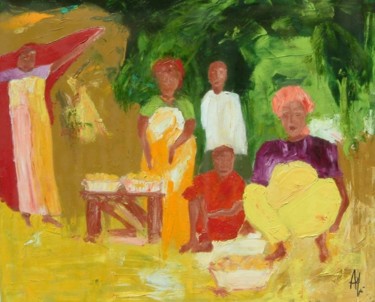 Painting titled "marchandes de gatea…" by Anne Paul, Original Artwork, Oil
