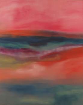Painting titled "pink landscape" by Rajesh Shukla, Original Artwork, Oil