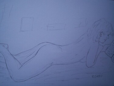Desenho intitulada "MULHER LENDO DEITADA" por Romeo Zanchett, Obras de arte originais