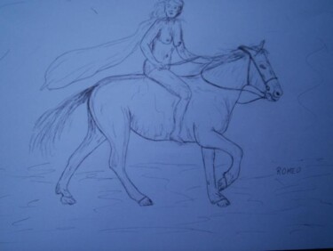 AFRODITE A CAVAL0 Desenho intitulada "AFRODITE A CAVAL0" por Romeo Zanchett, Obras de arte originais