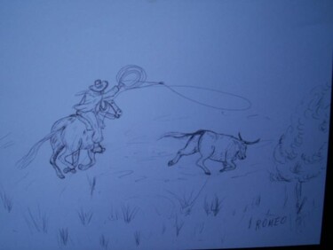 Desenho intitulada "BOI FUJÃO" por Romeo Zanchett, Obras de arte originais