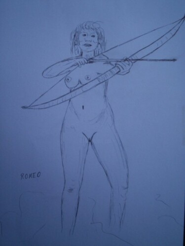 DIANA - A CAÇADORA Desenho intitulada "DIANA - A CAÇADORA" por Romeo Zanchett, Obras de arte originais