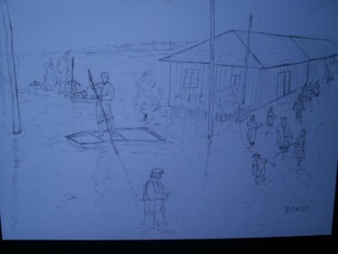 Desenho intitulada "ENCHENTE EM SANTA C…" por Romeo Zanchett, Obras de arte originais
