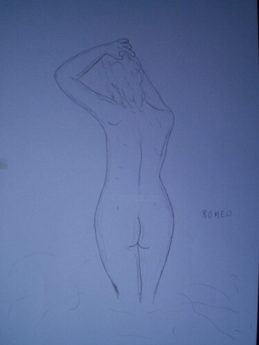MULHER DE COSTAS Desenho intitulada "MULHER DE COSTAS" por Romeo Zanchett, Obras de arte originais