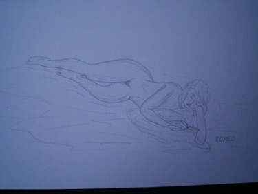 Desenho intitulada "MULHER LENDO" por Romeo Zanchett, Obras de arte originais