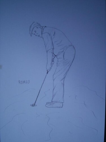 Desenho intitulada "O GOLFISTA" por Romeo Zanchett, Obras de arte originais