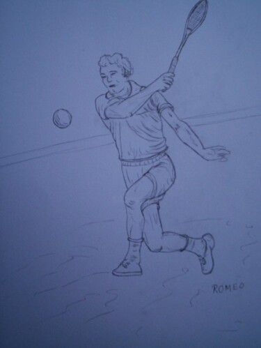Desenho intitulada "O TENISTA" por Romeo Zanchett, Obras de arte originais