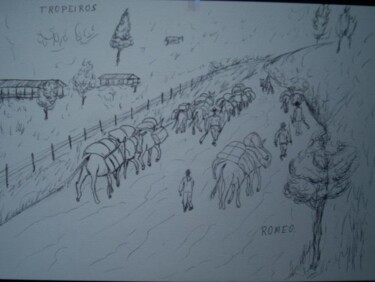 Desenho intitulada "TROPEIROS DO SUL" por Romeo Zanchett, Obras de arte originais
