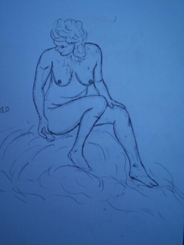 Pintura intitulada "MULHER SENTADA NA P…" por Romeo Zanchett, Obras de arte originais