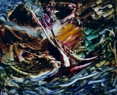 Painting titled "le vaisseau fantôme" by Pierre Laurent Tichadou, Original Artwork, Oil