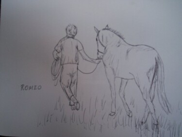 Pintura intitulada "HOMEM COM CAVALO" por Romeo Zanchett, Obras de arte originais