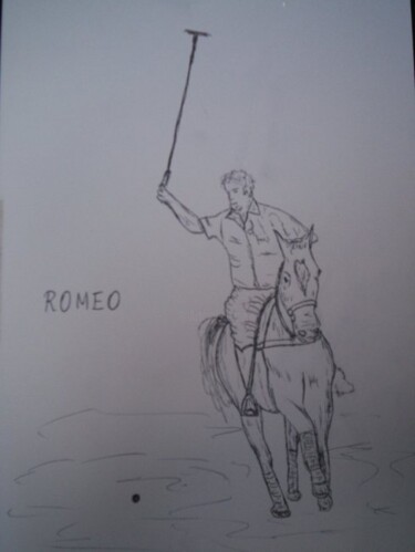 Pintura intitulada "O JOGADOR DE POLO" por Romeo Zanchett, Obras de arte originais