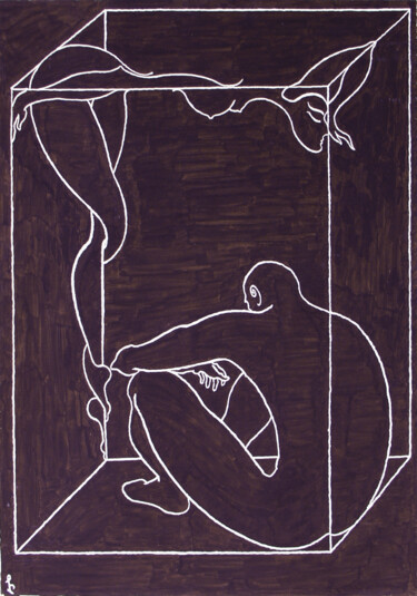 Painting titled "Cube" by Lia Chechelashvili, Original Artwork, Gouache