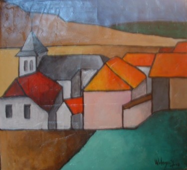 Peinture intitulée "Les toits de Motz" par Marc Walencik, Œuvre d'art originale