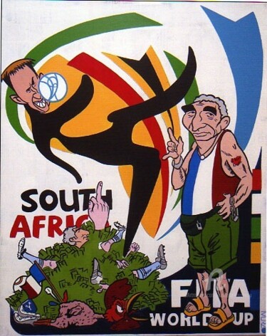 Made in South Africa - Trois petits tours et puis s'en vont 绘画 标题为“Made in South Afric…” 由Isabelle Murzeau, 原创艺术品, 丙烯 安装在木质担架架上