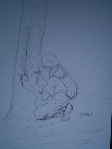Desenho intitulada "O MENINO GARIMPEIRO" por Romeo Zanchett, Obras de arte originais
