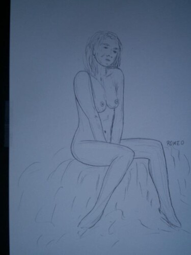 Desenho intitulada "MULHER SENTADA" por Romeo Zanchett, Obras de arte originais