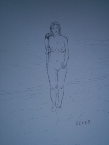 Desenho intitulada "CAMINHANDO NA PRAIA" por Romeo Zanchett, Obras de arte originais
