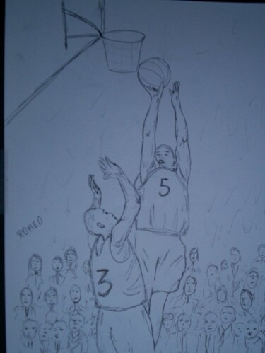 Desenho intitulada "JOGADORES DE BASQUE…" por Romeo Zanchett, Obras de arte originais