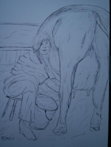 Desenho intitulada "ORDENHA" por Romeo Zanchett, Obras de arte originais