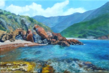 Peinture intitulée "Plage corse de Tuara" par Pascale Harnisch, Œuvre d'art originale, Huile
