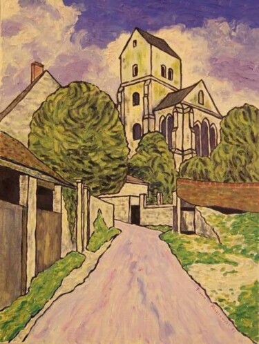 Peinture intitulée "Eglise de Brumetz -…" par Pierre Paszkowski, Œuvre d'art originale, Huile