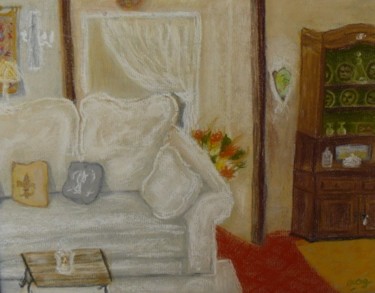 Peinture intitulée "Chez Evelyne" par Mog, Œuvre d'art originale, Huile