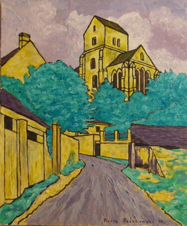 Peinture intitulée "Eglise de Brumetz -…" par Pierre Paszkowski, Œuvre d'art originale, Huile