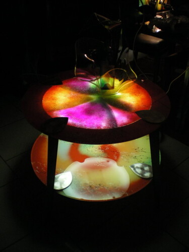 Design intitulée "TABLE BASSE LUMINEU…" par Jean Luc Masini, Œuvre d'art originale