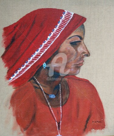 INDIENNE Painting titled "INDIENNE" by Chantal Le Mesle, Original Artwork, Acrylic