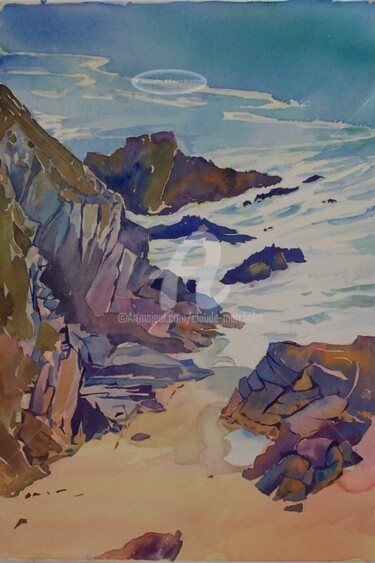 Peinture intitulée "Les rochers de Cors…" par Claude Marchalot, Œuvre d'art originale, Huile
