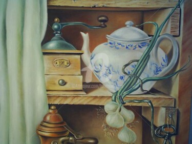 Painting titled "Detalhe 2 da obra" by Fatima Marques, Original Artwork, Oil