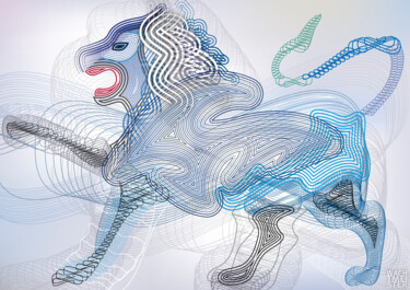 Lines Lion | Linienlöwe | lion de lignes Digital Arts με τίτλο "Lines Lion | Linien…" από Bernd Wachtmeister, Αυθεντικά έργα τέχνης, 2D ψηφιακή εργασία
