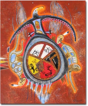 ROUE DE LA MÉDECINE Peinture intitulée "ROUE DE LA MÉDECINE" par Jean-Luc Osswald, Œuvre d'art originale, Acrylique