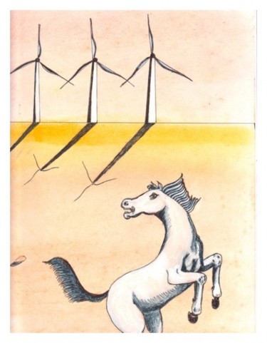 Zeichnungen mit dem Titel "les éoliennes" von Lagell, Original-Kunstwerk, Andere