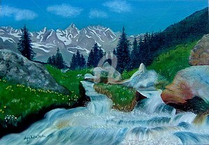 Painting titled "Les Alpes" by Agnès Velten Deiber, Original Artwork