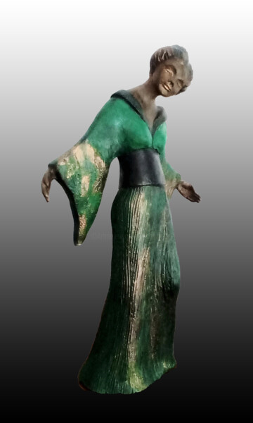 Escultura intitulada "LA DANSE DE LA GEIS…" por Léone Digraci, Obras de arte originais, Terracota