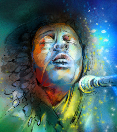 Ζωγραφική με τίτλο "Bob Marley 10" από Miki De Goodaboom, Αυθεντικά έργα τέχνης, Λάδι
