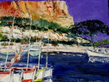 Peinture intitulée "BATEAUX DEVANT CANA…" par Marie Therese Vion, Œuvre d'art originale