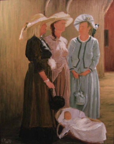 Pittura intitolato ""Dame con bambino"" da Artepignato, Opera d'arte originale, Olio