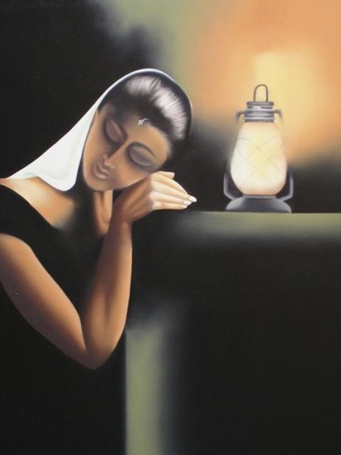 Painting titled "Muntezir Intezaar" by Geeta Vadhera, Original Artwork