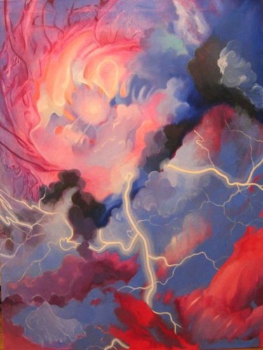 Painting titled "Falling Sun" by Artur Pashkov, Original Artwork, Oil