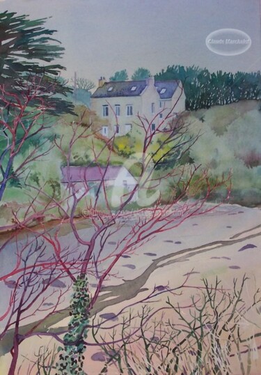 Lampaul-Plouarzel, anse de Millin an Aod Peinture intitulée "Lampaul-Plouarzel,…" par Claude Marchalot, Œuvre d'art originale, Huile