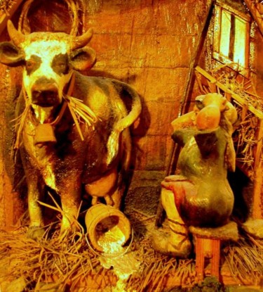 Sculpture titled "In stable" by Sorinapostolescu, Original Artwork, Wood