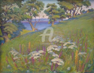 Peinture intitulée "Flowers on glade" par Vlad Ovchinnikov, Œuvre d'art originale, Huile