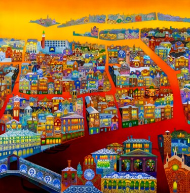 Schilderij getiteld "VENEZIA - CANAL GRA…" door Bernard Ambielle, Origineel Kunstwerk, Olie