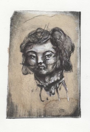 Dessin intitulée "Tête coupée." par Frhégo, Œuvre d'art originale