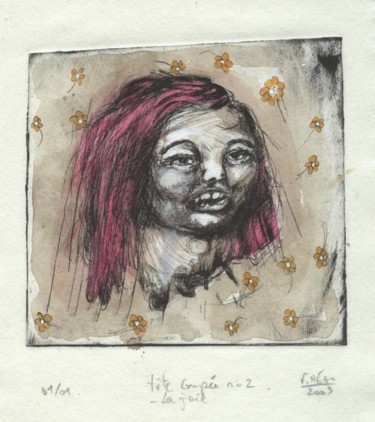 Dessin intitulée "Tête coupée -la joi…" par Frhégo, Œuvre d'art originale, Autre
