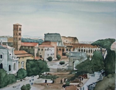 Schilderij getiteld "Forum Romanum" door Bas Huijgen, Origineel Kunstwerk, Olie